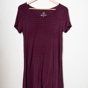 Maroon striped t-shirt dress